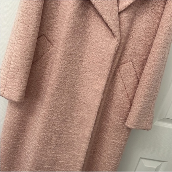 River Island Pink Long Wool-Blend Coat - Picture 3 of 9